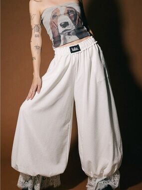 All For Fun Seersucker Bloomer Pants in White